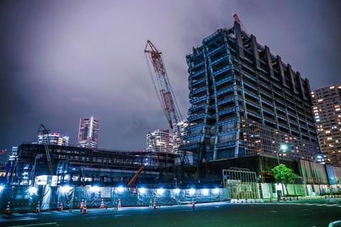 High-rise building construction site of the Yokohama Minato Mirai. Shooting Location: Yokohama-city