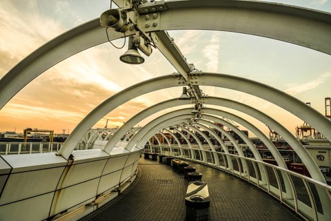 Yokohama Port Symbol Tower stairs and evening. Shooting Location: Yokohama-city kanagawa prefecture