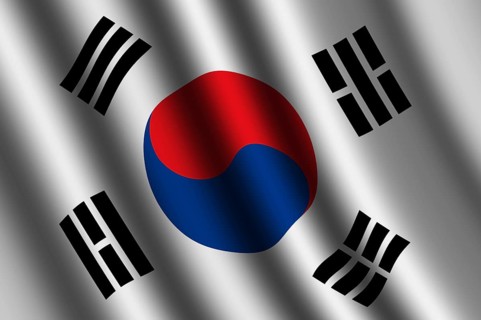 The South Korea flag flying in the wind