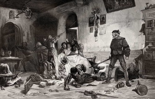 Ulrich von Hutten fighting with five Frenchmen at Viterbo, 16th century