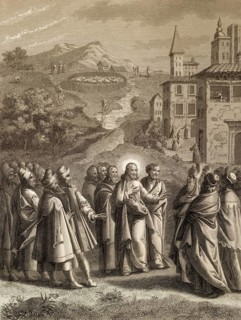 The Parable of the Lost Sheep, New Testament, steel engraving 1853, digitally restored