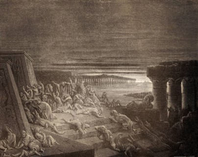 The Ninth Plague: Darkness, woodcut by Gustave Doré