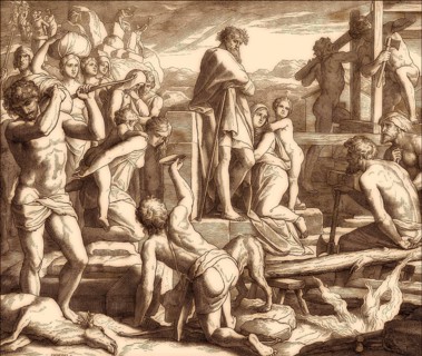 Cain establishing the city of Enoch, Old Testament, by Julius Schnorr von Carolsfeld, 1860