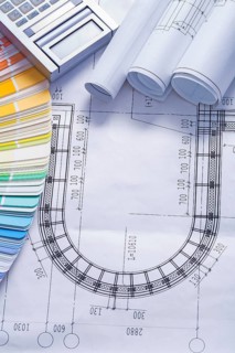 Color palette and blueprints with calculator