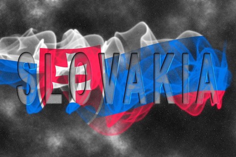 Slovakia Flag with Starry Background Smoke Effect