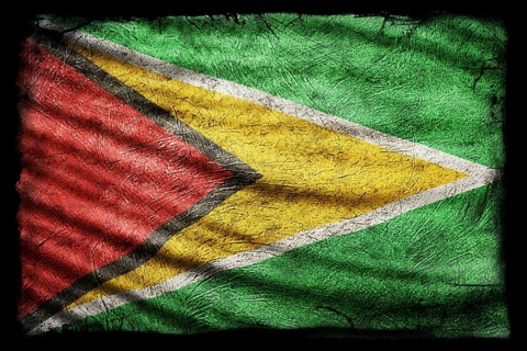 Guyana Flag, Grunge Texture Background