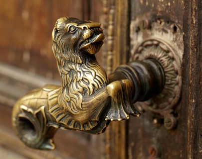 Vintage aged door handle in Tallinn, Estonia, Europe
