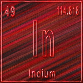 Indium chemical element, Sign with atomic number and atomic weight, Periodic Table Element