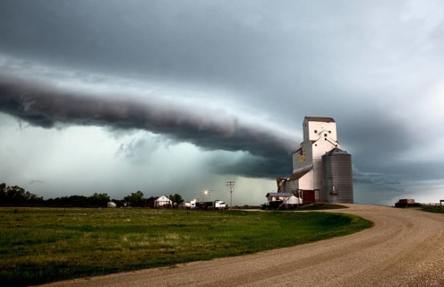 Prairie Storm Clouds Canada Saskatchewan Grain Elevator