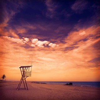 Almeria Mojacar beach lifeguard in Mediterranean sea of Spain