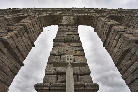 Aqueduct in the Spanish Segovia of times of Roman empire