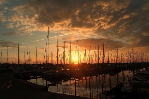 Sunrise in the Grömitz marina