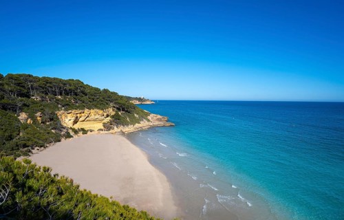 Cala Waikiki beach also Cala Fonda in Tarragona in Marquesa woods of Catalonia Spain