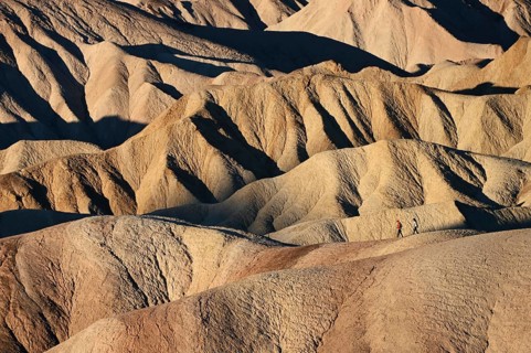 Hikers at Zabriskie Point in Death Valley National Park, California, USA, North America