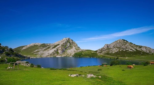 Enol lake at Picos de Europa in Asturias of Spain