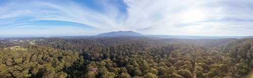 Aerial view near Central Tilba of Mount Dromedary in Gulaga National Park in New South Wales,