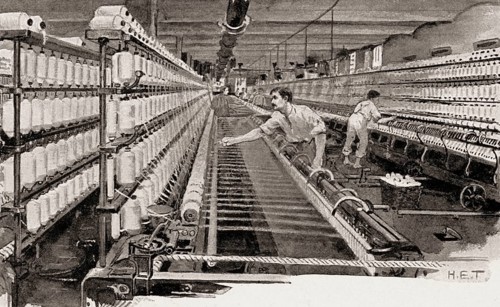 Spinning room, cotton industry, Manchester, England, UK, 19th century