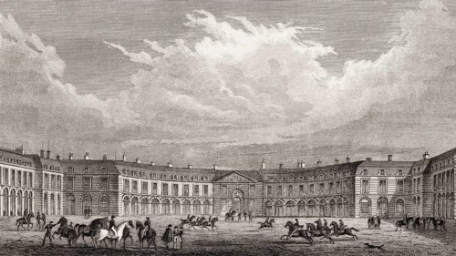 The Palace of Versailles, near Paris, antique steel engraved print, 1831