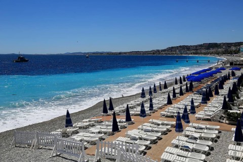 The Promenade des Anglais in Nice the morning after the attack on 14 July 2016, in which the
