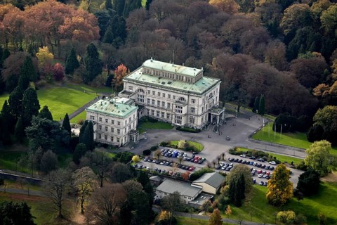 Villa Hügel on Lake Baldeney in Essen. Former residence of the Krupp family, steel industry,