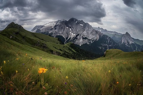 Marmolada mountains ridge, Val di Fassa, Italian Dolomites