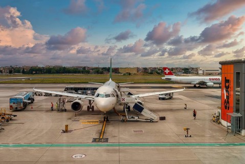 Naples, Italy - 24.06.2022: Aircraft maintenance in Capodichino International Airport