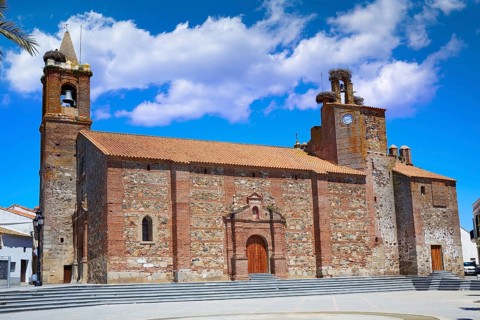 Monasterio church San Pedro apostol by via de la Plata way in extremadura of spain