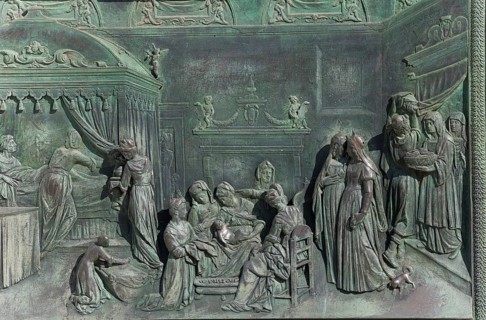 Detail of the door of the cathedral, Piazza dei Miracoli, Pisa, Tuscany, Italy, Europe