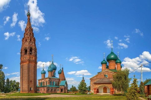 View of Temple ensemble in Korovniki, Yaroslavl, Russia, Europe