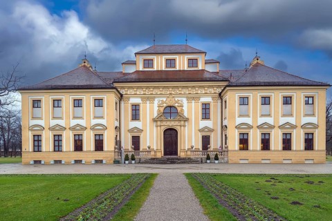 Lustheim Palace in a grand baroque park in the village of Oberschleissheim, a suburb of Munich,