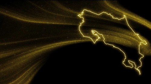 Map of Costa Rica, Gold glitter map on dark background