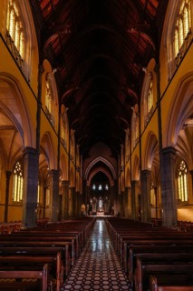MELBOURNE, AUSTRALIA, MAY 21, 2022: The iconic interior of St. Patrick's Cathedral which is a Roman