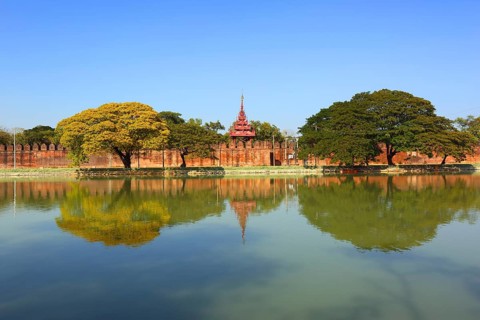 Wall of Fort or Royal Palace in Mandalay, Myanmar (Burma)