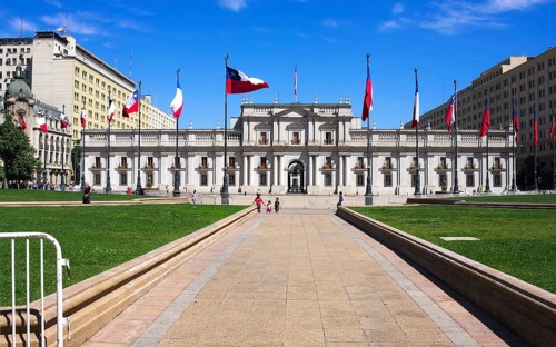 The Presidential Palace in Santiago Chile. Also called La Moneda. This is the palace for the