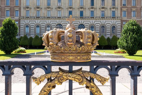 Stockholm, Sweden, 07 24 2019- Facade and square of Royal Palace in Stockholm, Europe