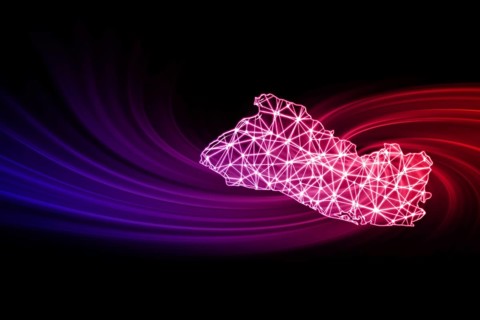 Map of El Salvador, Polygonal mesh line map, modern map