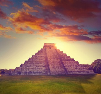 Chichen Itza Pyramid sunrise El Templo Kukulcan temple in Mexico Yucatan