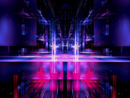 Sci fi or vr background in blue and purple colors. Abstact 3d illustration - fractal. Digital art.