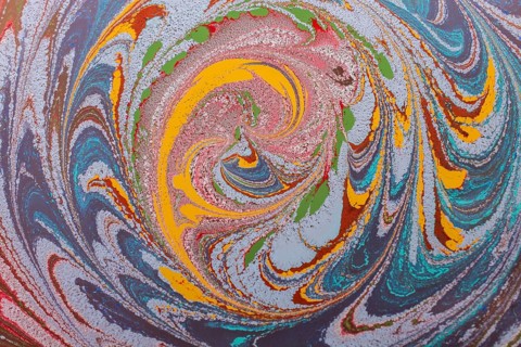 Beautiful abstract art of Ebru marbling painting techniques on water
