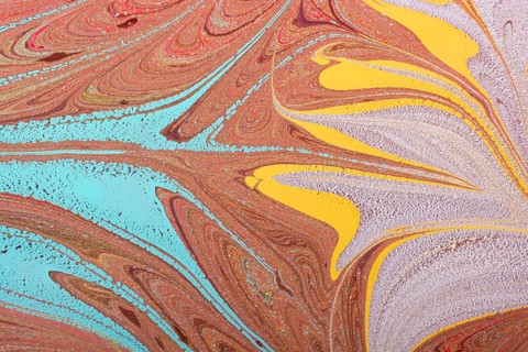 Beautiful abstract art of Ebru marbling painting techniques on water with acrylic paints