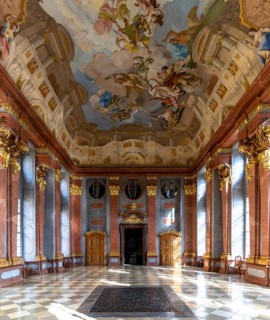 Melk, Auistria, 22 September, 2022: view of the Marble Hall with its painted ceiling in Melk Abbey