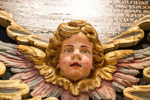 Epitaph with an angel, St Wilhadi-Church, Stade, Lower Saxony, Germany, Europe