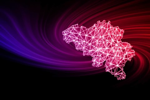 Map of Belgium, Polygonal mesh line map, modern map