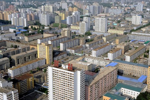 08.08.2012, Pyongyang, North Korea, Asia, A view of the centre of Pyongyang from the Juche Tower.