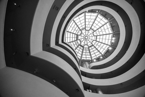 NEW YORK, USA, AUGUST 21, 2022, Atrium and stairs at famous Guggenheim museum in New York, USA,