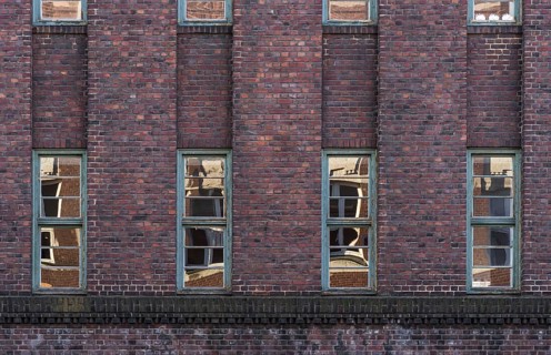 House facade window reflection
