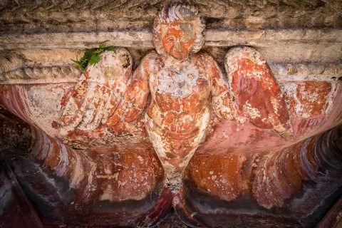 Fish fountain in the Mercedarian convent, church of La Merced, Antigua Guatemala, department of