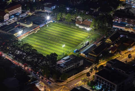 A picture of the EV Arena Kelab Sultan Sulaiman football field, at night