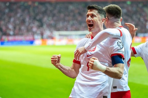 WARSAW, POLAND - MARCH 21, 2025: Qualifications for FIFA 2026. Match Poland - Lithuania 1:0. Joy
