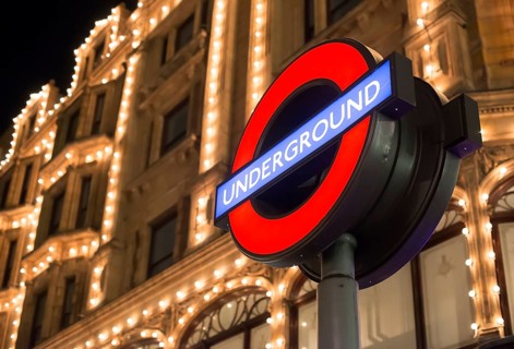 Subway station and subway sign in London